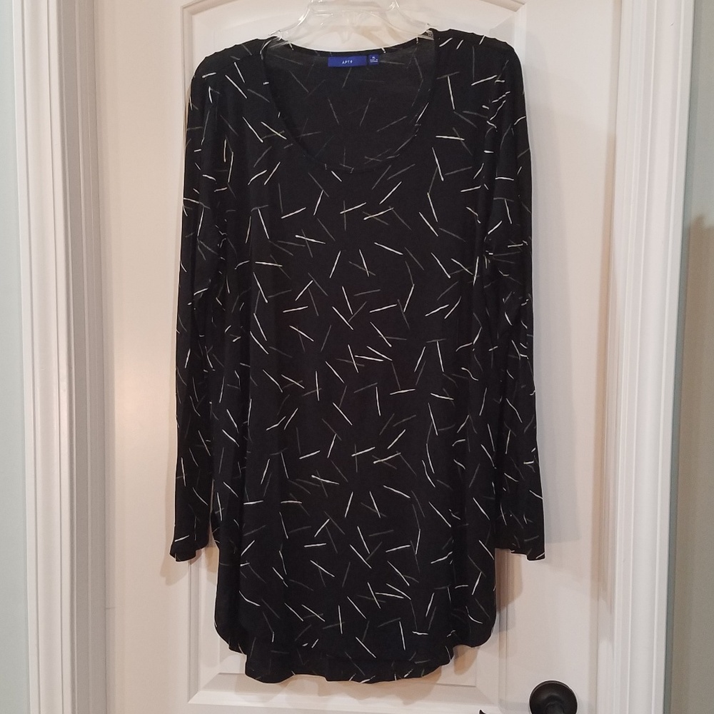 Apt. 9 Essential Tunic Long Sleeve Black XL